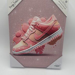 Design District Studio Pink Nike Dunk One Canvas Wall Art 14”x11” New